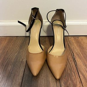 BCBGeneration black and tan two-tone pump with ankle strap